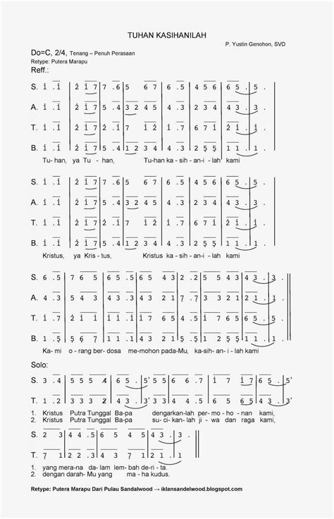 Inspirasi Partitur Lagu Daerah Satb