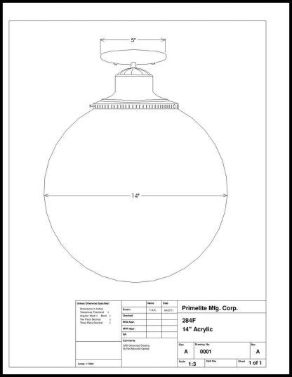 Large Acrylic Globe Ceiling Flush Primelite Manufacturing