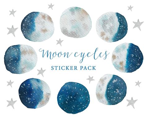 Moon Phases Printable Stickers Lunar Phases Moon Cycle Etsy