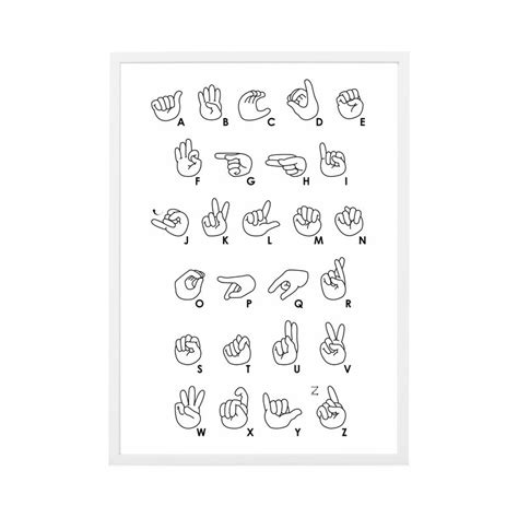 Abc Sign Language Poster Asl Abc Print Sign Language Chart Etsy