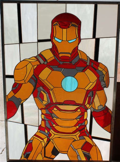 Stained Glass Super Heroes Iron Man Stained Glass Window