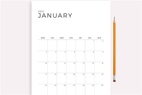 2022 Monthly Calendar Printable Year Calendar Template 1623552