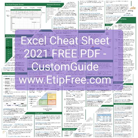 Excel Cheat Sheet 2021 Free Pdf Customguide Z Library Free Ebooks