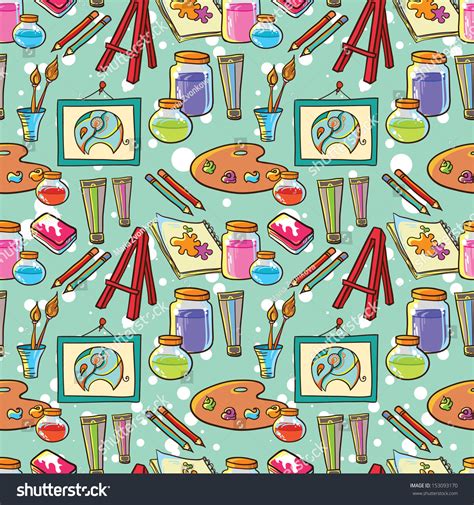 Painting And Illustration Supplies Pattern Background Seamless School