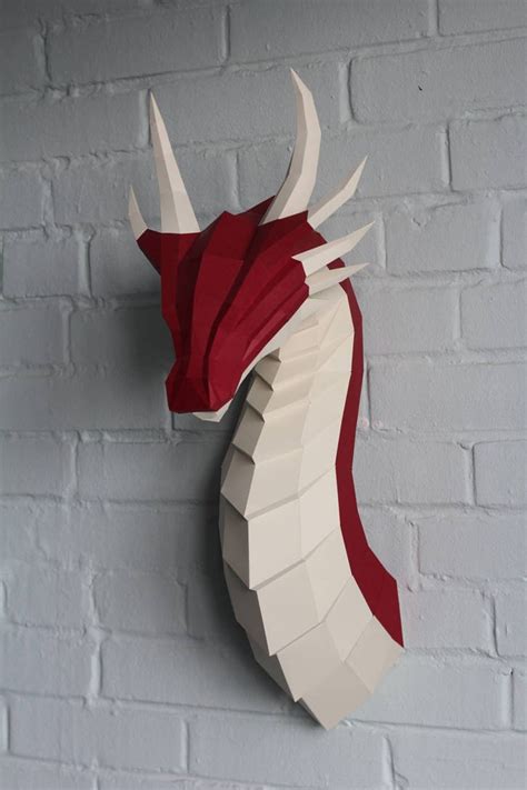 Papercraft Fire Dragon Pdf Lowpoly Dragon Northpoly Etsy In 2020