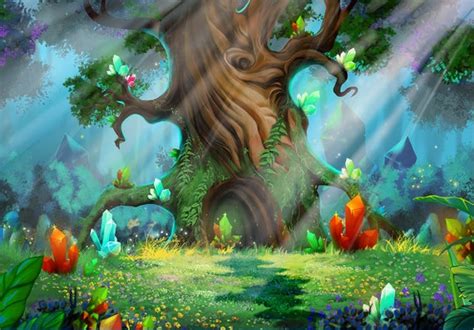 Forest Cartoon Magical Fairy Tale Wonderland Backdrop Children Etsy