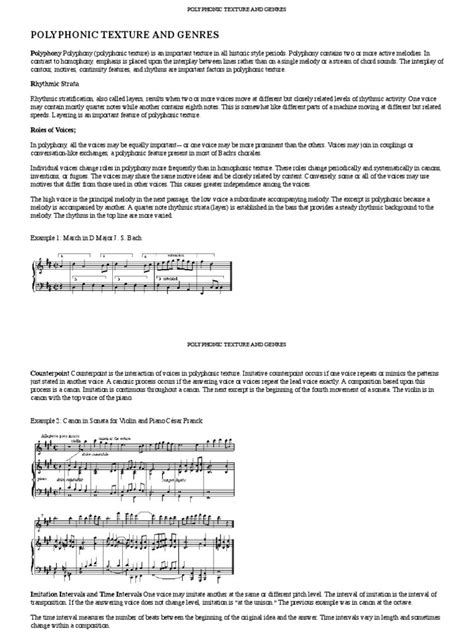 Polyphonic Texture And Genres Pdf Harmony Interval Music