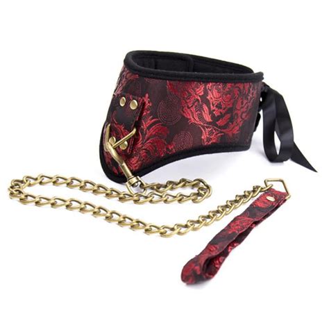 Sex Adult Collars Red Bondage Collar With Chain Leash Fetish S M Slave
