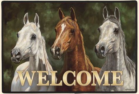 Welcoming Trio Horse Doormat 3324 Horses Welcome Pictures Horse