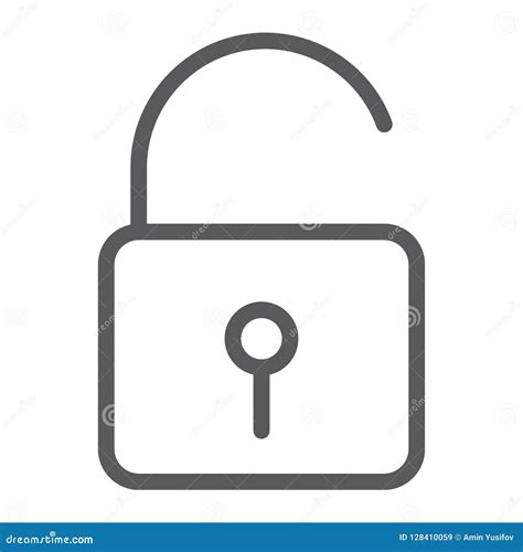 Unlock Line Icon Security And Padlock Lock Sign Vector Graphics A