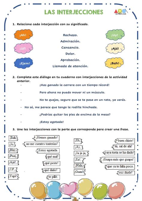 Actividad De Las Interjecciones Aprender Español Actividades