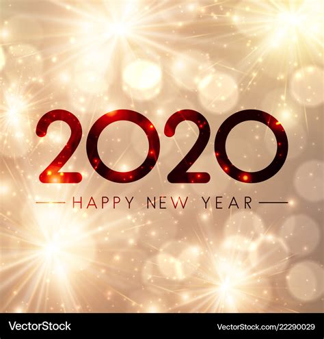 Shiny Happy New Year 2020 Background With Gold Vector Image