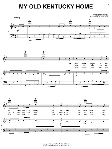 Download Stephen Foster My Old Kentucky Home Sheet Music Download Pdf Score 80892