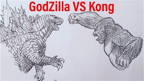 How To Draw Godzilla Vs Kong Part 1 Youtube