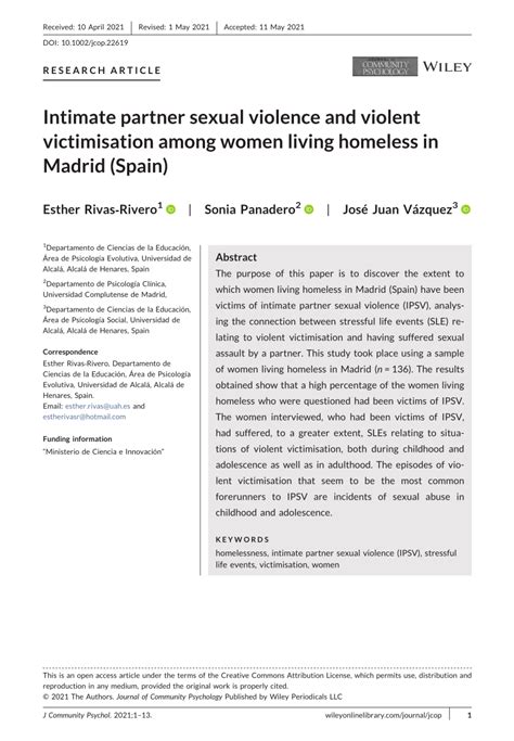 Pdf Intimate Partner Sexual Violence And Violent Victimisation Among