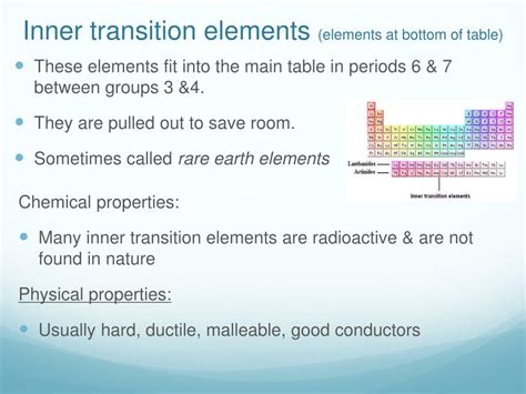As implied by the name, all transition metals are metals and conductors of electricity. PPT - Introduction to the Periodic Table of Elements ...
