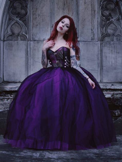 Purple And Black Steampunk Style Gothic Corset Long Prom Dress Uk