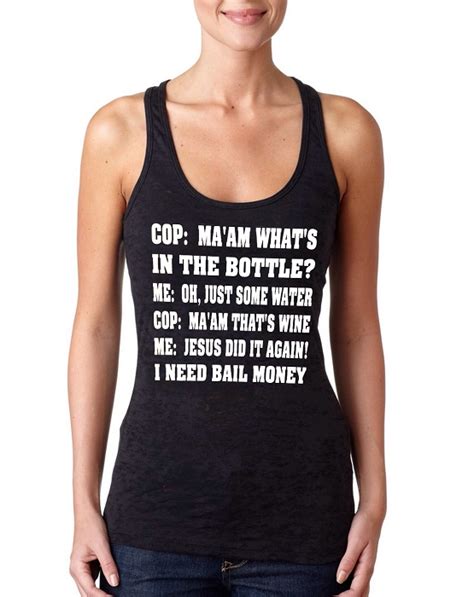 Ladies Fitted Jersey Style Tank Tops With Custom Funny Sayings Bail
