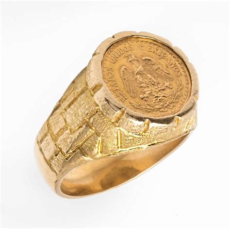 Mexican 22 Karat Gold Peso Coin Ring At 1stdibs Mexican Gold Coin