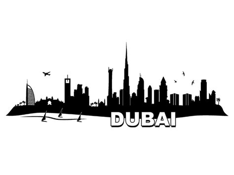 Download now for free this dubai skyline silhouette black and white transparent png picture with no background. Dubai Skyline Silhouette Vector - fordliatiras