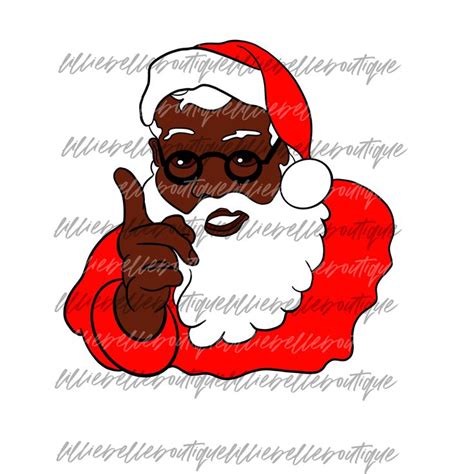 Black Santa African American Christmas Cricut Silhoutte Png Etsy
