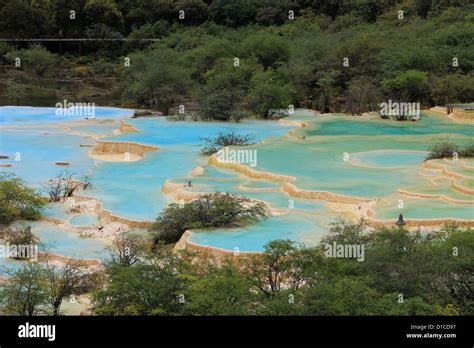 Pools Formed By Calcite Deposits In Huanglong Nature Reserve Literally