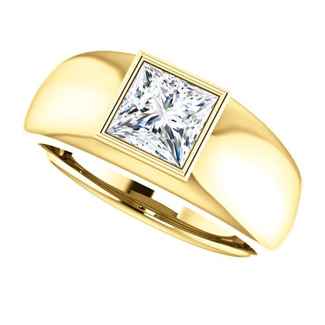 14k Yellow Gold Mens Solitaire Lab Grown Diamond Ring 1 12 Ct Vs2 G