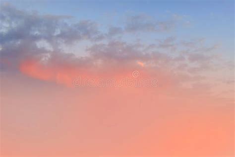 Sunset And Orange Cloud And Blue Dawn Sky With Cloud Horizontal Lines