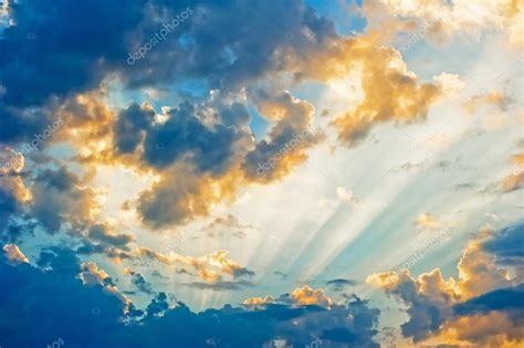 Beautiful Heavenly Landscape With The Sun In The Clouds Stock Photo By