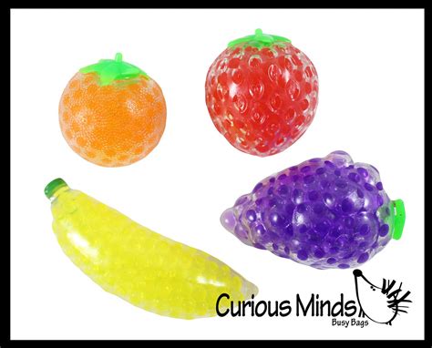 4 Fruit Water Bead Filled Squeeze Stress Balls Sensory Stress Fidg