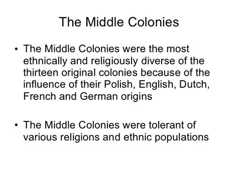 Facts About The Middle Colonies