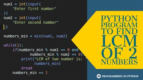 Python Program To Find Lcm Of 2 Numbers