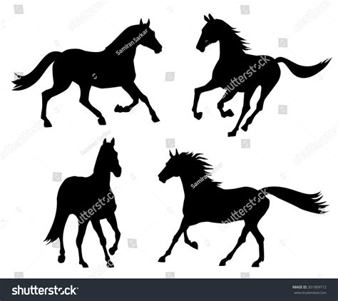 Running Horse Silhouette Set Stock Vector Royalty Free 301909712