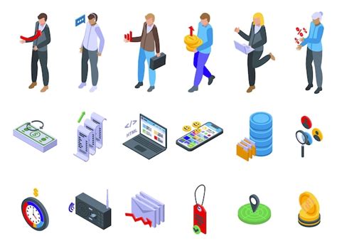 Premium Vector Sales Performance Icons Set Isometric Vector Service