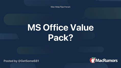 Ms Office Value Pack Macrumors Forums