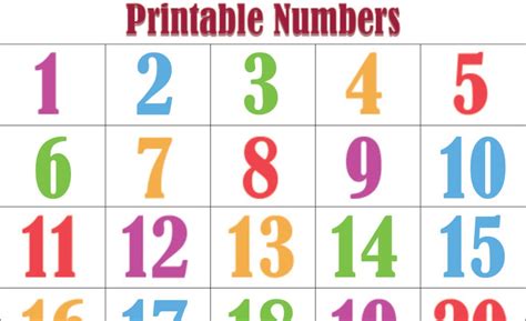 Colored Printable Numbers 1 10 Number Recognition Worksheets