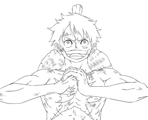 One Piece Chapter 947 Luffy In Udon Lineart By Pisces D Gate On