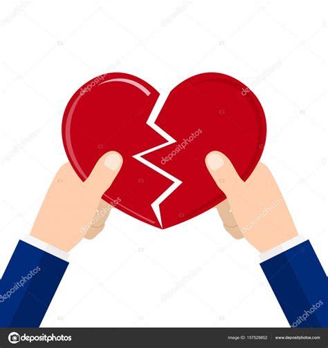 Hands Tearing Apart Heart Symbol Vector Illustration In Flat Style