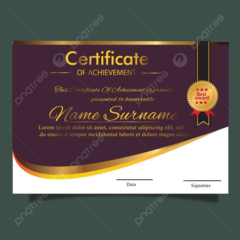 Elegante Oro Certificado Horizontal Plantilla De Lujo Para Multiuso