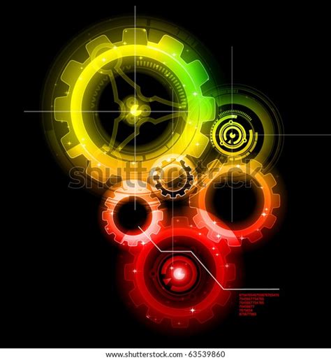 Glowing Techno Gears Stock Vector Royalty Free 63539860