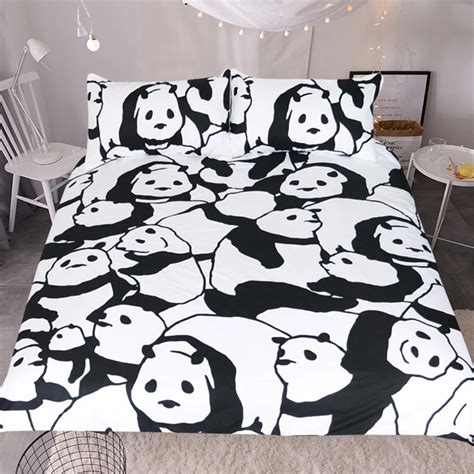 Black And White Panda Bedding Setsoft Microfiber Bed Coverbedspread
