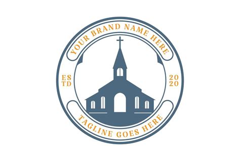 Vintage Retro Christian Church Chapel Badge Emblem Logo Design Vector