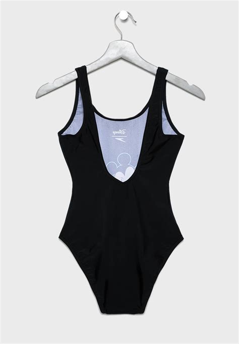 Buy Speedo Black Disney Mickey Mouse Placement U Back Swimsuit For