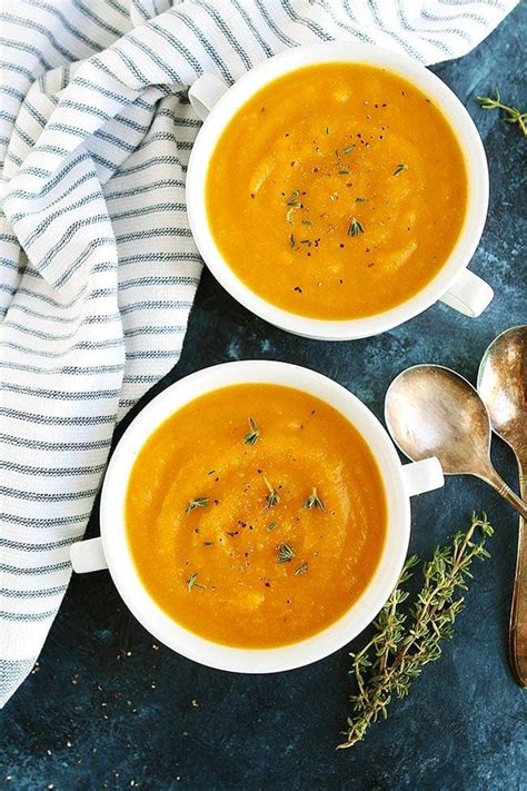 I can't eat squash so i used sweet potato instead and reduced the maple syrup to 1 tbsp. Easy Butternut Squash Soup {Healthy} - Two Peas & Their Pod