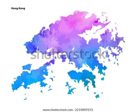 Colourful Watercolour Map Design Country Hong Stock Vector Royalty