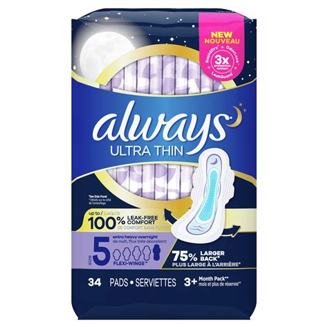 Always Ultra Thin Extra Heavy Overnight Pads With Wings Unscented