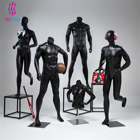 Factory Price Male Muscle Sports Mannequin Matte Black Fiberglass Full