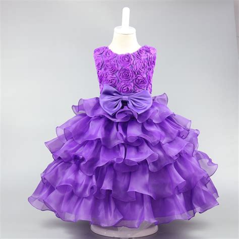 2018 Summer Fashion Childrens Dress Rose Bowknot Princess Wedding