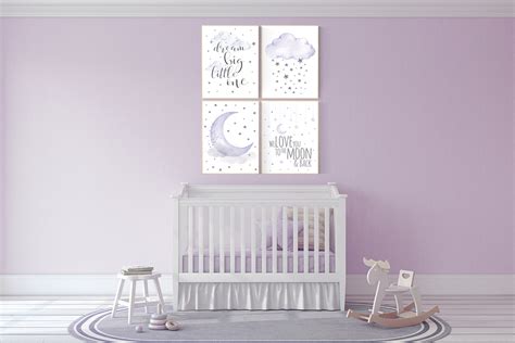 Baby Room Decor Girl Purple Nursery Wall Art Nursery Decor Etsy