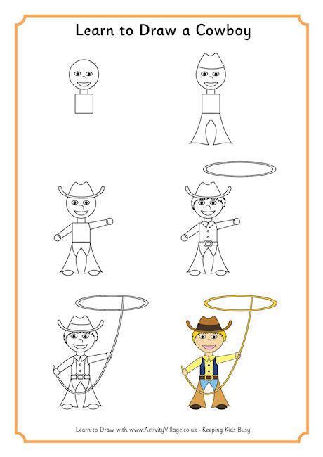 Learn To Draw A Cowboy Drawings Learn To Draw Children Sketch